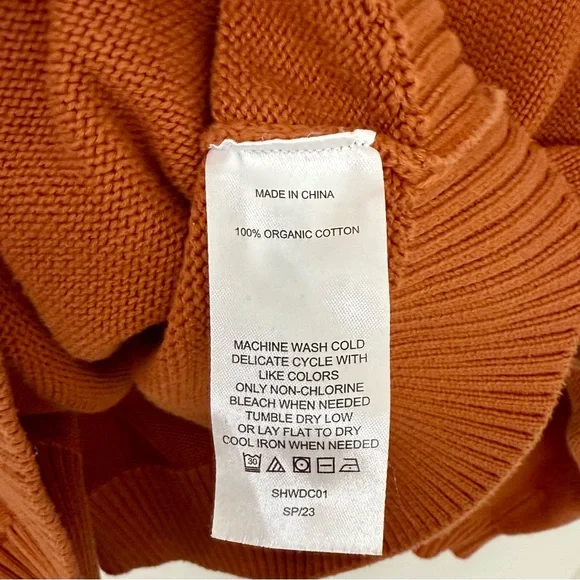 Quince Women's 100% Organic Cotton Boyfriend Crew Neck Sweater - Rust - Picture 3 of 4